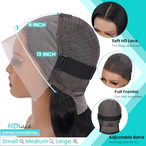Trilumity 13X4 Hd Transparent Al Body Wave Human Hair - Natural Black Hair Replacement Wig