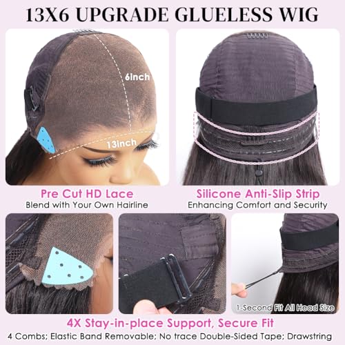 Trilumity 13X6 Front Pre Straight Human Hair - Natural Black Hair Replacement Wig