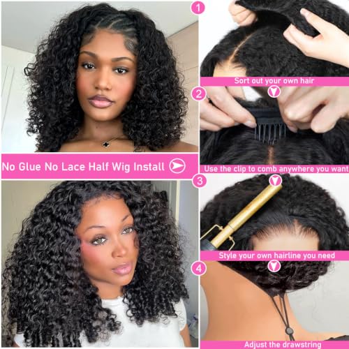 Trilumity Burmese Half Wear And Curly Human Hair - Natural Black Hair Replacement Wig