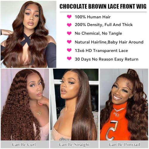 Trilumity Chocolate Brown 13X6 Body Wave Human Hair - Brown Hair Replacement Wig