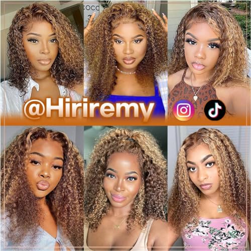 Trilumity Bob 13X4 Front For Deep Wave Human Hair - Honey Blonde Hair Replacement Wig
