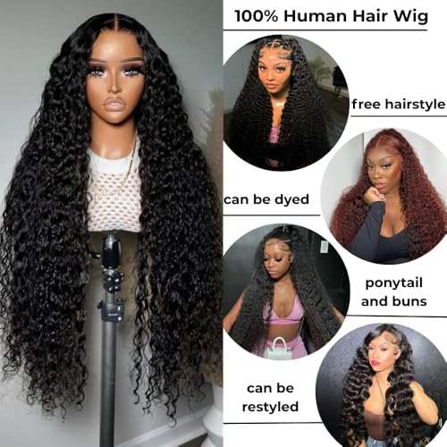 Trilumity Water 13X6 Front 200 Water Wave Human Hair - Natural Black Hair Replacement Wig