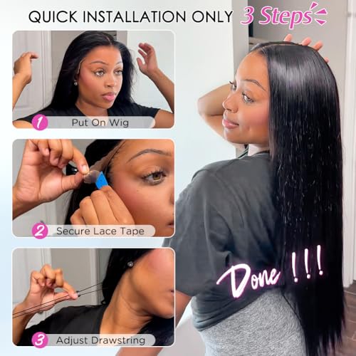 Trilumity 13X6 Front Pre Straight Human Hair - Natural Black Hair Replacement Wig