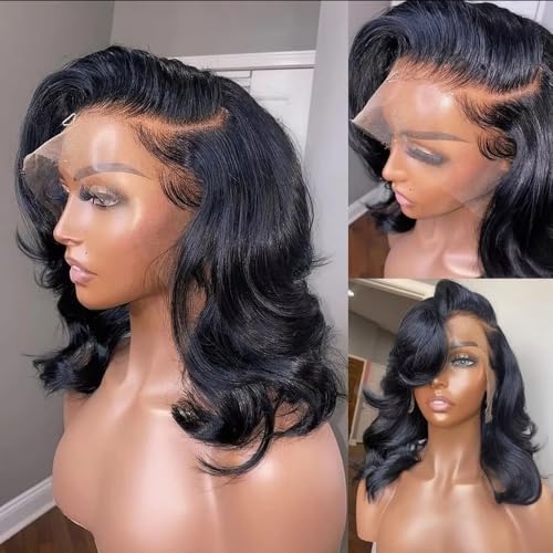Trilumity 13X6 Bob Gluless Body Wave Human Hair - Natural Black Hair Replacement Wig