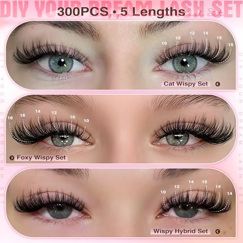 Trilumity Natural Wispy Extension Kit Wispy Faux Mink Fiber - Black False Lashes