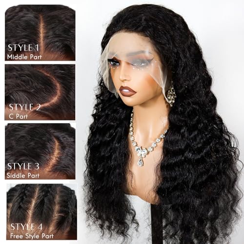 Trilumity 13X6 200 Density Deep Wave Human Hair - Natural Color Hair Replacement Wig