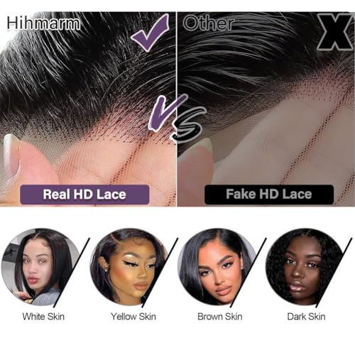 Trilumity Bob 13X6 100% Glueless Deep Wave 100% Human Hair - Natural Color Hair Replacement Wig