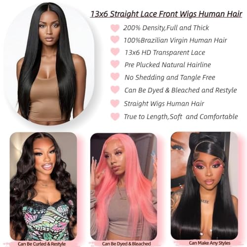 Trilumity Straight 13X6 200 Straight Human Hair - Natural Color Hair Replacement Wig