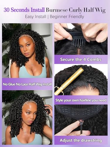 Trilumity Burmese Half Wear And Curly Human Hair - Natural Black Hair Replacement Wig
