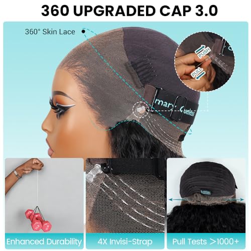 Trilumity Invisi Strap Water Wave 100% Human Hair - Natural Black Hair Replacement Wig