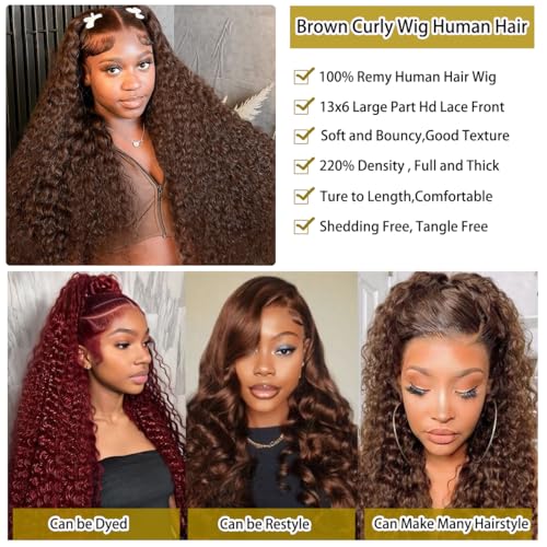 Trilumity Chocolate Brown 220 Deep Wave Brazilian Virgin Hair - Brown Hair Replacement Wig