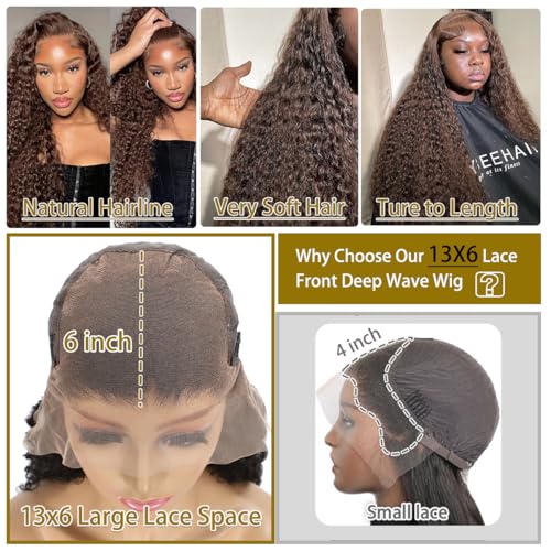 Trilumity Chocolate Brown 220 Deep Wave Brazilian Virgin Hair - Brown Hair Replacement Wig