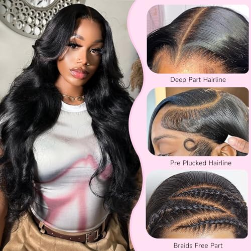 Trilumity 13X6 Real Virgin Invisilbe Body Wave Human Hair - Natural Black Hair Replacement Wig