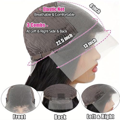 Trilumity Bob 13X4 Lace Hd Body Wave 100% Human Hair - Natural Black Hair Replacement Wig
