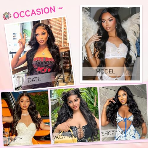 Trilumity 13X6 Real Virgin Invisilbe Body Wave Human Hair - Natural Black Hair Replacement Wig