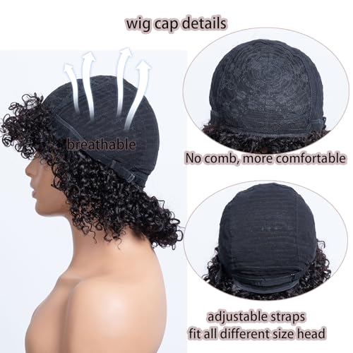 Trilumity Onepart Short Water With Water Wave Human Hair - Natural Black Hair Replacement Wig