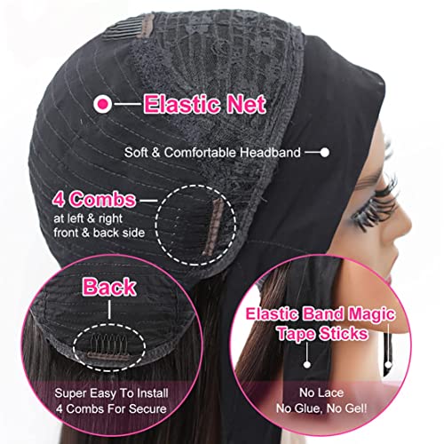 Trilumity Headband Glueless None Deep Wave Human Hair - Natural Color Hair Replacement Wig
