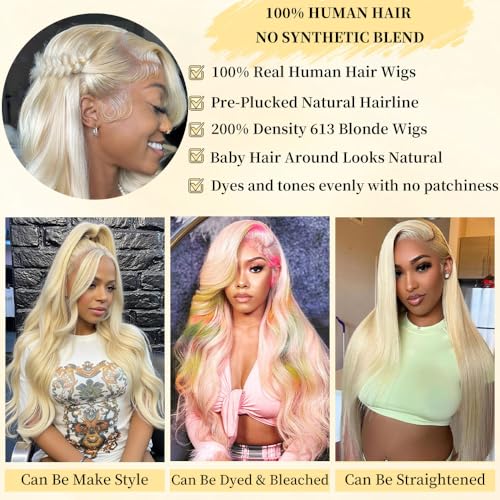 Trilumity 613 13X6 100% Body Wave Human Hair - 613 Blonde Hair Replacement Wig
