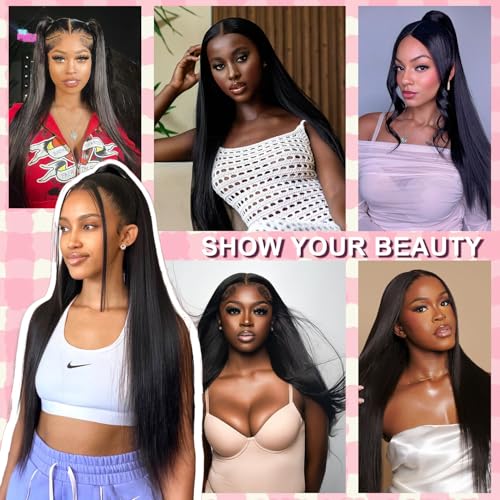 Trilumity Straight 13X6 Pre Cut Straight Human Hair - Natural Black Hair Replacement Wig