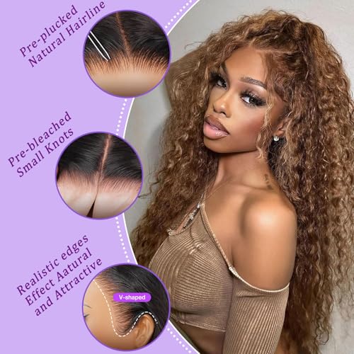 Trilumity Highlight 13X6 Hd Honey Deep Wave Human Hair - Honey Blonde Hair Replacement Wig