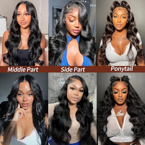 Trilumity 13X6 Front 100% Unprocessed Body Wave Human Hair - Natural Color Hair Replacement Wig