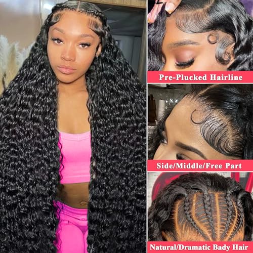 Trilumity 13X6 For Women Deep Wave 100% Human Hair - Natural Color Hair Replacement Wig