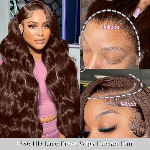 Trilumity Chocolate Brown 13X6 Body Wave Human Hair - Brown Hair Replacement Wig