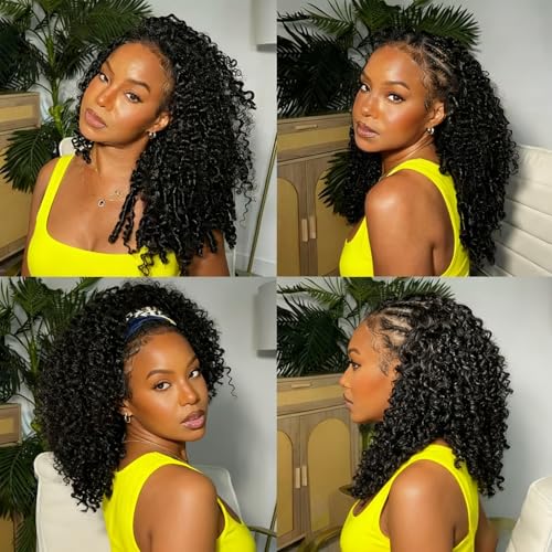 Trilumity Half Half 3 In Deep Wave Human Hair - Natural Black Hair Replacement Wig