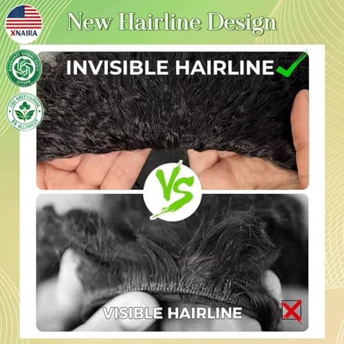 Trilumity Half 3 In 1 Curly Human Hair - Natural Black Hair Replacement Wig