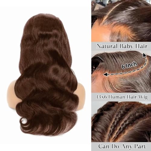 Trilumity Chocolate Brown 13X6 Body Wave Human Hair - Brown Hair Replacement Wig