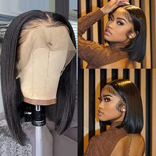 Trilumity Bob 13X6 Front Straight Straight Human Hair - Natural Black Hair Replacement Wig