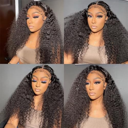Trilumity Pinketer 13X4 Al Wet Deep Wave Human Hair - Natural Black Hair Replacement Wig