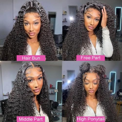 Trilumity 200 Density 13X6 Deep Wave Human Hair - Natural Black Hair Replacement Wig