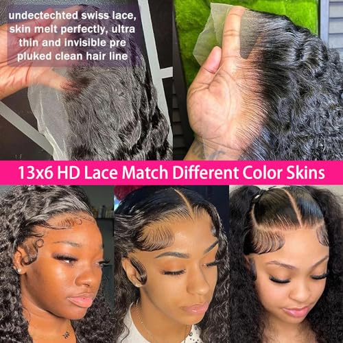 Trilumity 13X6 Transparent Deep Wave Human Hair - Natural Color Hair Replacement Wig