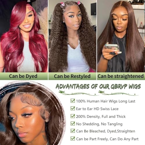 Trilumity Chocolate Brown 200 Density Body Wave Human Hair - Brown Hair Replacement Wig