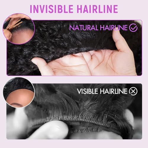 Trilumity Half Burmese 3 Curly Human Hair - Natural Black Hair Replacement Wig