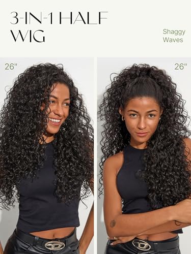 Trilumity Half Curly Human Hair - Natural Black Hair Replacement Wig