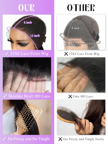 Trilumity 13X6 Straight For Women Straight Human Hair - Natural Black Hair Replacement Wig