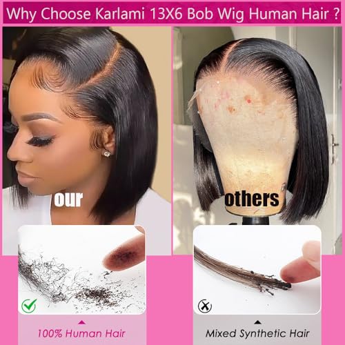 Trilumity Bob 13X6 Front Straight Straight Human Hair - Natural Black Hair Replacement Wig