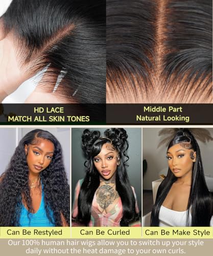 Trilumity 13X6 Real 100% Body Wave Human Hair - Natural Black Hair Replacement Wig