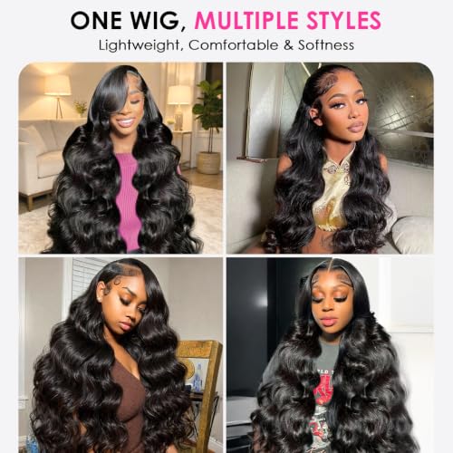 Trilumity 13X6 Hd Transparent Body Wave Human Hair - Natural Black Hair Replacement Wig