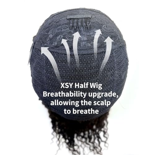 Trilumity Half For Women Deep Wave Human Hair - Natural Black Hair Replacement Wig