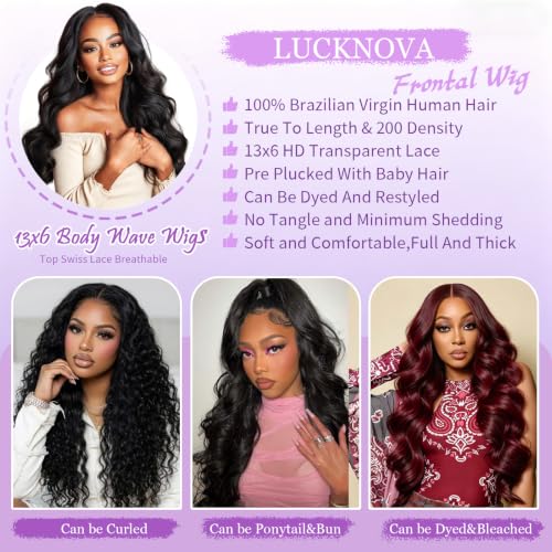 Trilumity 13X6 Front 200 Body Wave Human Hair - Natural Black Hair Replacement Wig