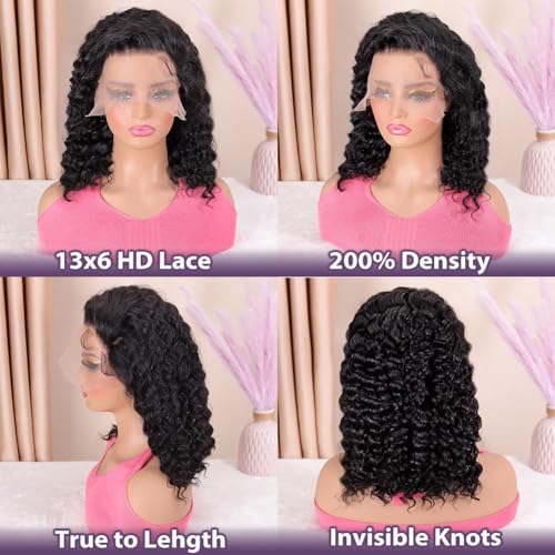 Trilumity Bob 13X6 100% Glueless Deep Wave 100% Human Hair - Natural Color Hair Replacement Wig