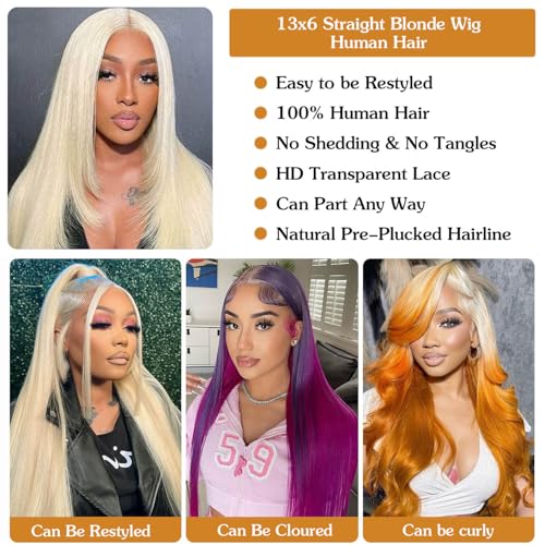 Trilumity 613 13X6 Straight Human Hair - 613 Blonde Hair Replacement Wig