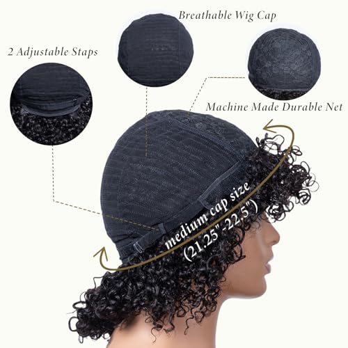 Trilumity Glueless Short Water With Water Wave Human Hair - Natural Black Hair Replacement Wig