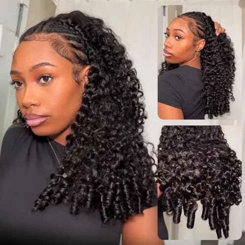Trilumity Burmese Half 180 Curly Human Hair - Natural Black Hair Replacement Wig