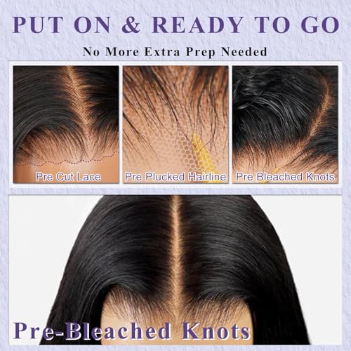 Trilumity 9X6 Wear And Body Wave Human Hair - Natural Black Hair Replacement Wig
