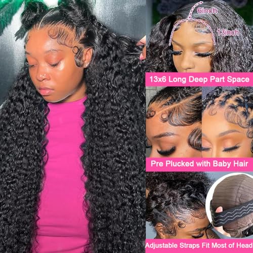 Trilumity 200 Density 13X6 Glueless Deep Wave 100% Human Hair - Natural Color Hair Replacement Wig