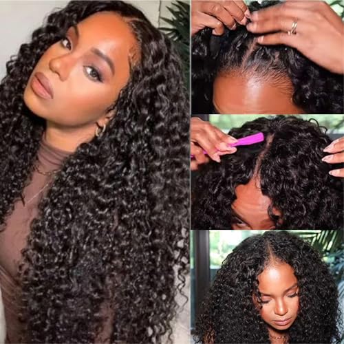 Trilumity V Part No Curly Human Hair - Natural Color Hair Replacement Wig